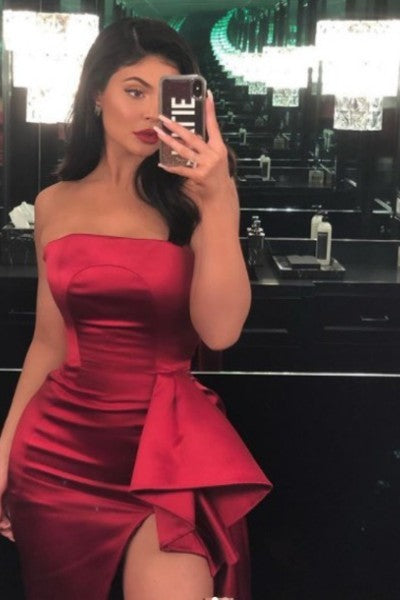 Tight Red Kylie Jenner Sexy Short Mini Dress Half Sleeves Prom Celebri –  Hoprom