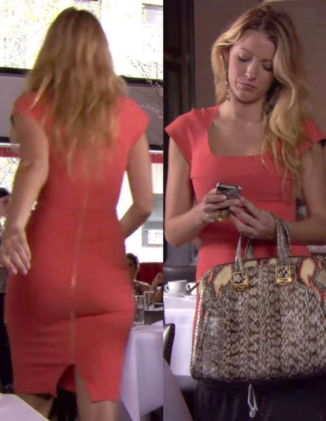 Blake Lively Orange Dress Short Prom Dress