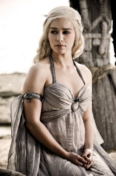 Emilia Clarke Dress as Daenerys Targaryen Costume Grey Chiffon Halter Prom Dress in Game of Thrones