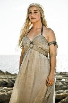 Emilia Clarke Dress as Daenerys Targaryen Costume Grey Chiffon Halter Prom Dress in Game of Thrones