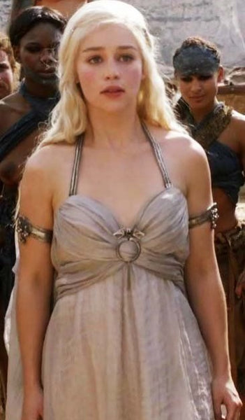 Emilia Clarke Dress as Daenerys Targaryen Costume Grey Chiffon Halter Prom Dress in Game of Thrones