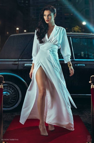 Gal Gadot White Dress Long Sleeve Prom Dress Wonder Woman 1984