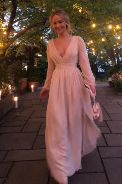 Jennifer Lawrence Pink Dress Chiffon Formal Prom Dress