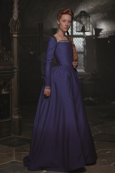 Mary Queen of Scots Saoirse Ronan Blue Dress Long Sleeve Corset Prom Dress