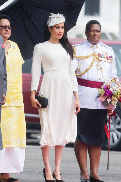 Meghan Markle White Dress Long Sleeve Prom Dress