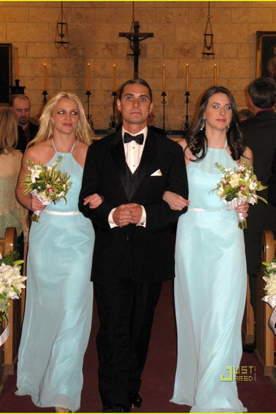 Blue Britney Spears Mint Halter Gown Bridesmaid Wedding Dress Hottest Celebrity Dress For Sale Online