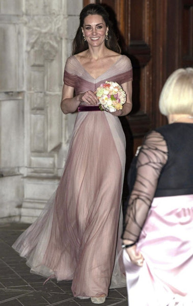 Pink Princess Kate Middleton V Neck Prom Celebrity Dress 100 Women In Finance Gala