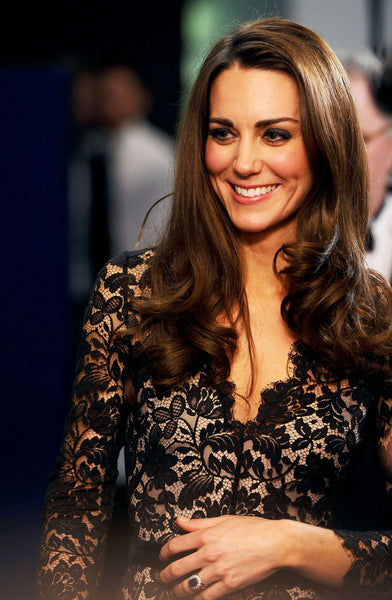 Black Princess Kate Middleton Lace Dress V Neck Prom Evening Celebrity Dress 'War Horse' UK Premiere