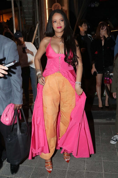 Pink Rihanna Maxi Round Neck Dress Straps Prom Evening Celebrity Dress South Korea