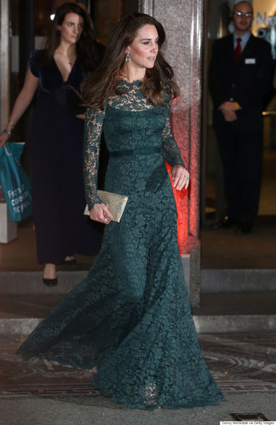 Green Princess Kate Middleton Lace Prom Celebrity Dress National Portrait Gallery