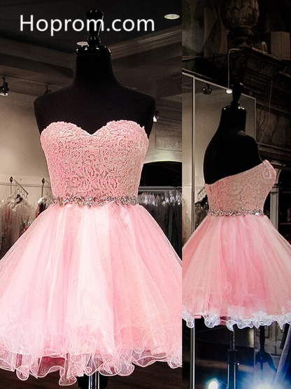 Sweetheart Tulle Ball Gown ShortMini Beading Homecoming Dresses