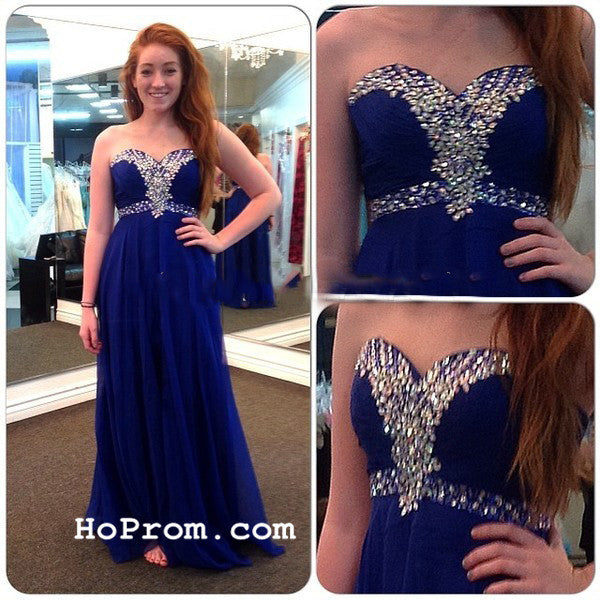 Sweetheart Prom Dresses Blue Long Prom Dresses