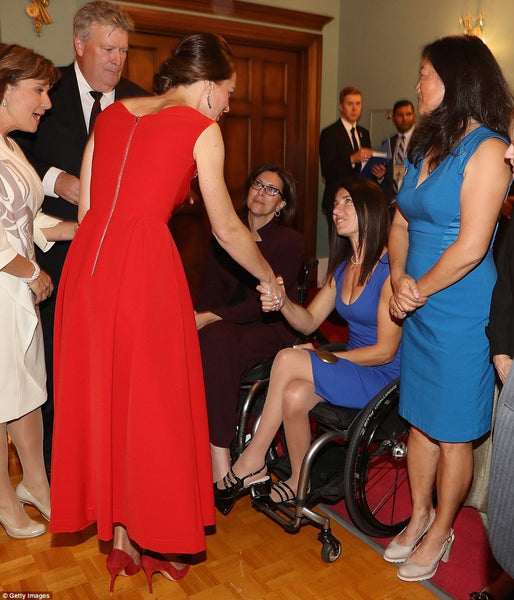 Red Princess Kate Middleton Asymmetrical Cocktail Dress Satin Prom Celebrity Evening Dress Reception In Canada