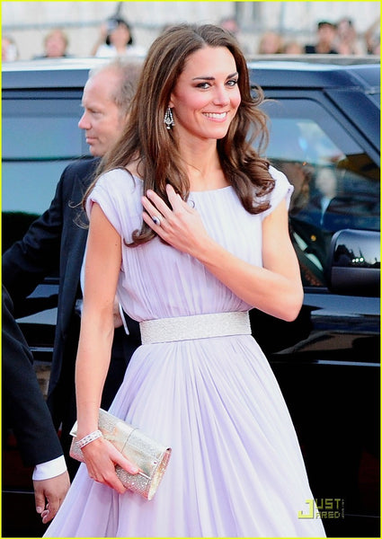 Light Purple Princess Kate Middleton Sparkly Belt Dress Pleated Prom Red Carpet Prom Dress BAFTA