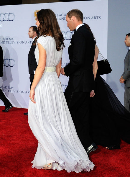 Light Purple Princess Kate Middleton Sparkly Belt Dress Pleated Prom Red Carpet Prom Dress BAFTA