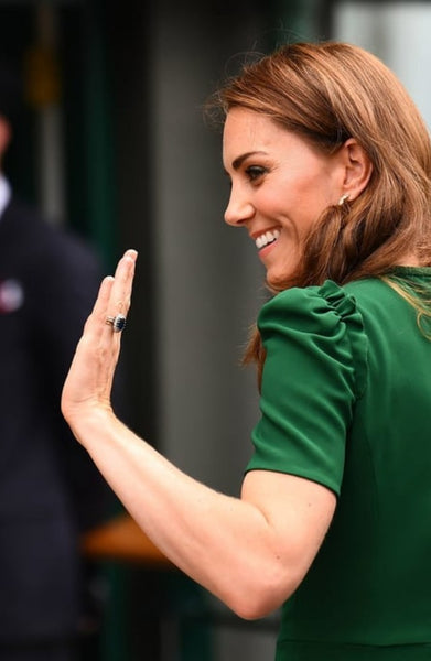 Green Princess Kate Middleton Round Neck Dress Short Prom Celebrity Dress Wimbledon