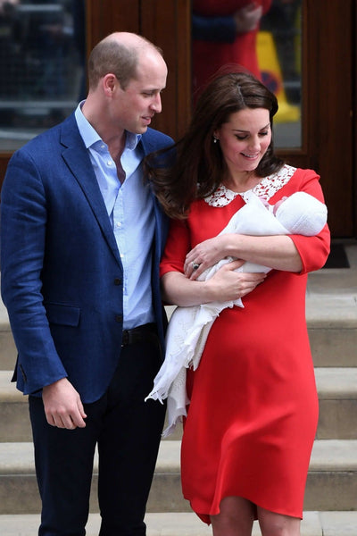 Red Princess Kate Middleton Iconic Lace Vintage Collar Dress Pregnant Prom Celebrity Evening Dress