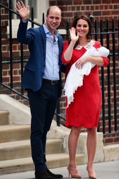 Red Princess Kate Middleton Iconic Lace Vintage Collar Dress Pregnant Prom Celebrity Evening Dress