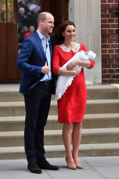 Red Princess Kate Middleton Iconic Lace Vintage Collar Dress Pregnant Prom Celebrity Evening Dress