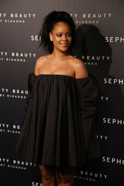 Black Rihanna Off The Shoulder Dress Long Sleeves Prom Celebrity Formal Dress Fenty Beauty Photocall