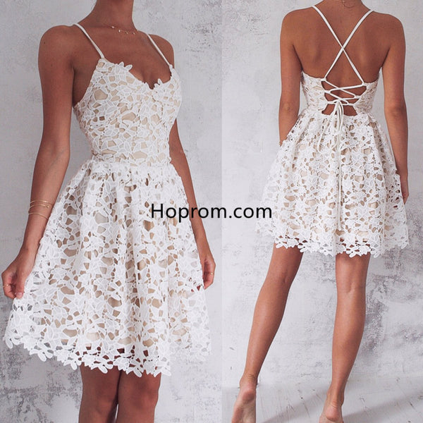 Spaghetti Straps Lace-up Sleeveless Homecoming Dress