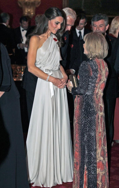 Silver Princess Kate Middleton One-shoulder Prom Celebrity Evening Dress National Memorial Arboretum Appeal