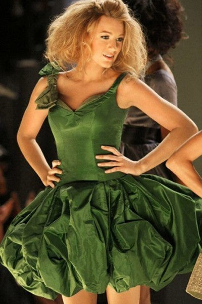 Green Blake Lively Short Dress Prom Celebrity Formal Dress Serena van der Woodsen Gossip Girl