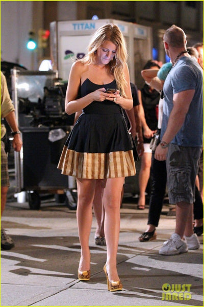 Black Gold Serena van der Woodsen Blake Lively Short Dress Classic Prom Gossip Girl Celebrity Evening Dress