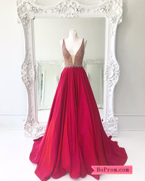 Red Choker Halter Prom Dresses Formal Evening Gown