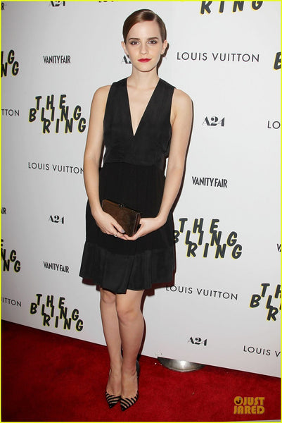 Black Emma Watson Deep V-neck Prom Red Carpet Evening Dress The Bling Ring' NYC Screening