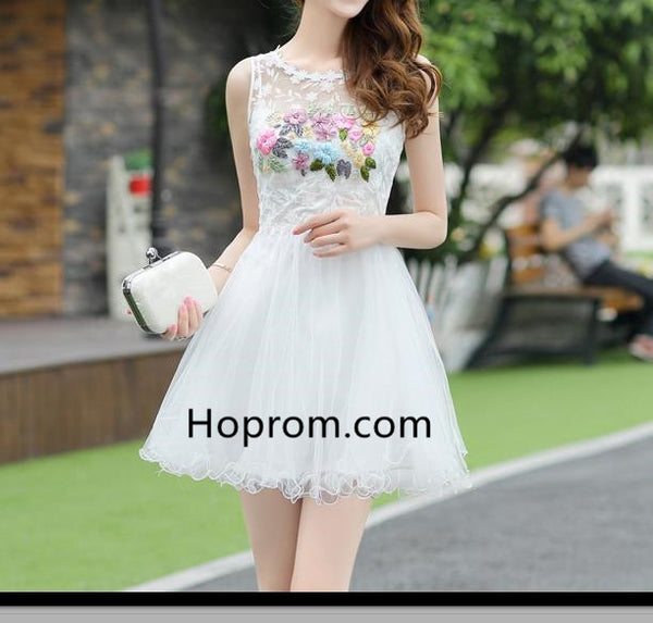 Strapless Short Homecoming Dress, White Appliques Homecoming Dress