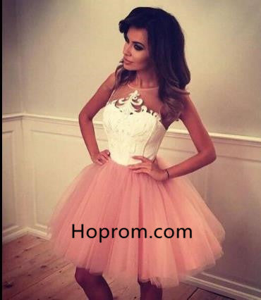 Tulle Strapless Homecoming Dress, Pink Short Homecoming Dress