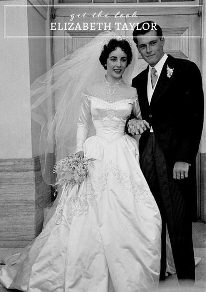 Elizabeth Taylor Long-sleeved Dress Off-the-shoulder Wedding Celebrity Dress Bridal Gown Online Store