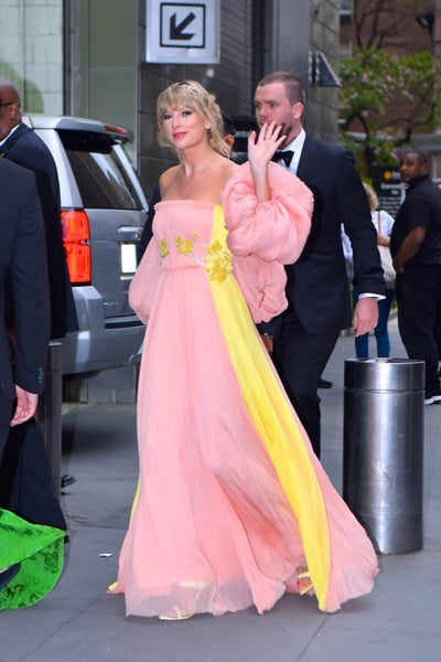 Pink Yellow Taylor Swift Off The Shoulder Prom Best Dress Red Carpet Formal Dress Time 100 Gala