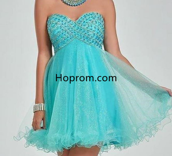 Tulle Mint Sweetheart Homecoming Dress with Beadings