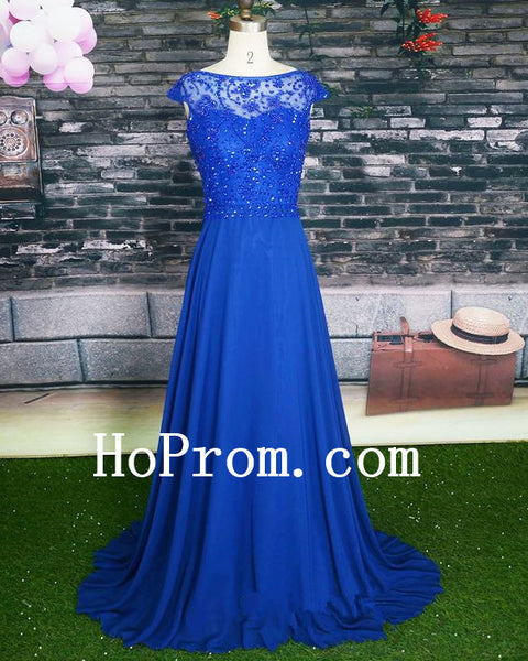 Chiffon Prom Dresses,Long Prom Dress,Blue Evening Dress