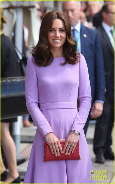 Lavender Duchess of Cambridge Kate Middleton Long Sleeves Dress Knee Length Prom Short Celebrity Cocktail Dress