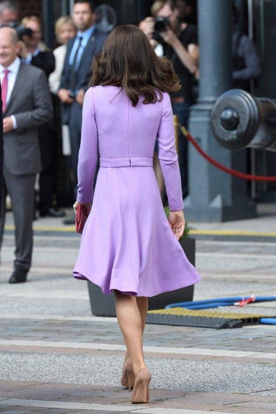 Lavender Duchess of Cambridge Kate Middleton Long Sleeves Dress Knee Length Prom Short Celebrity Cocktail Dress