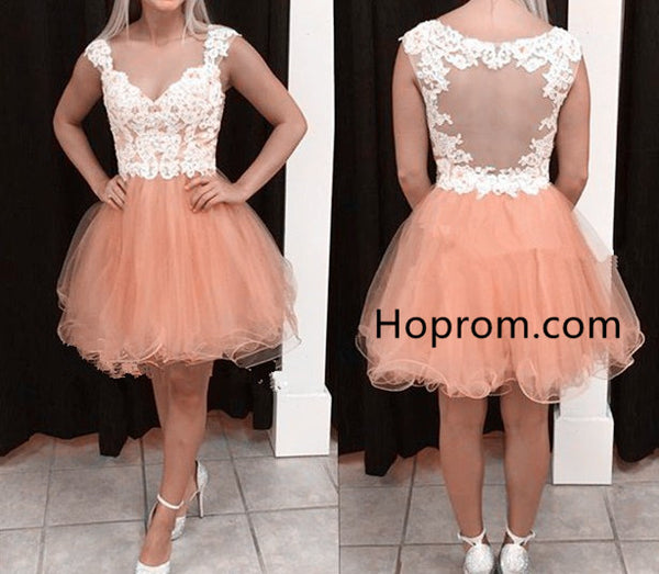 Lace Homecoming Dresses, Cute V-neck Short Prom Dress