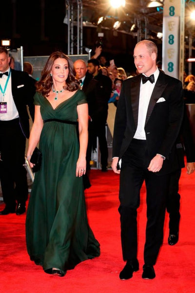 Green Princess Kate Middleton V Neck Dress Prom Red Carpet Evening Dress BAFTAs