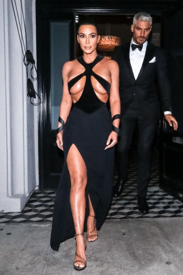 Black Kim Kardashian (Kim K) Thierry Mugler Halter Sexy Dress Slit Pro –  Hoprom