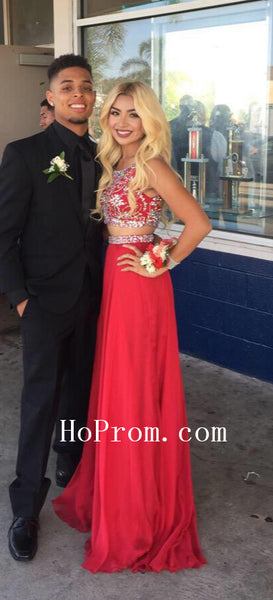 Round Neck Prom Dresses,Red Prom Dress,Long Evening Dresses