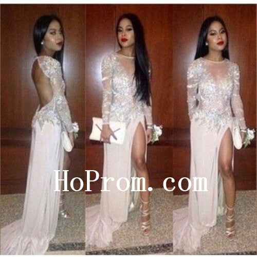 Long Sleeve Prom Dresses,White Prom Dress,Evening Dress