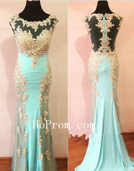 Round Neck Prom Dresses,Light Green Prom Dress,Evening Dress