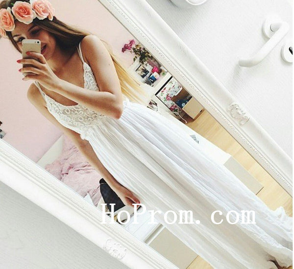 Lovely White Prom Dresses,Straps Prom Dress,Evening Dresses