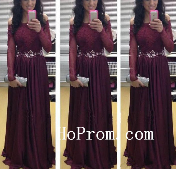 Maroon Prom Dress,Off Shoulder Prom Dresses,Evening Dress