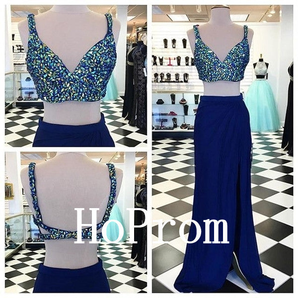 Two Piece Prom Dresses,Beaded Prom Dress,Evening Dress