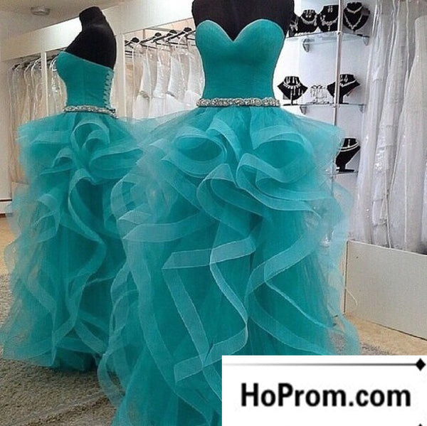 Sweetheart Ruffles A-Line Prom Dress Evening Dresses