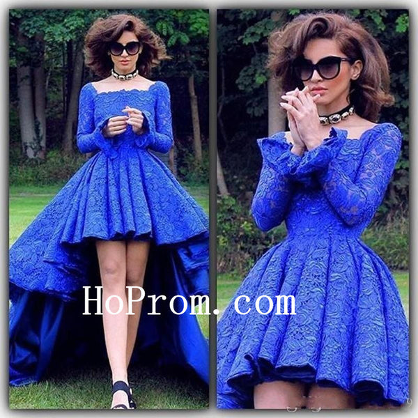 Hi-Lo Prom Dresses,Long Sleeve Prom Dress,Evening Dress