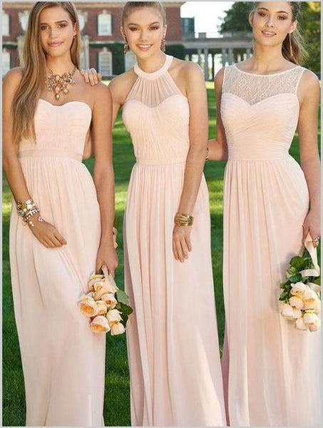 Chiffon Sleeveless V-neck Bridesmaid Dresses Floor Length